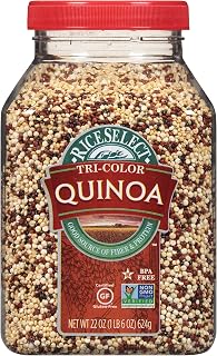 RiceSelect Tri-Color Quinoa Gluten-Free Non-GMO Star-K Kosher 22oz Jar - Premium Red White Black Blend