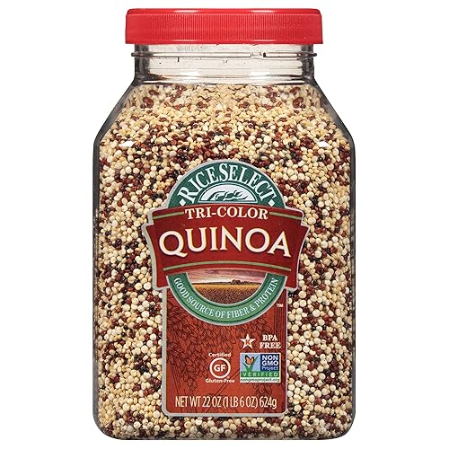 RiceSelect Quinua tricolor, semillas premium sin gluten, Star-K Kosher y quinua sin OMG, tarro de 22 onzas