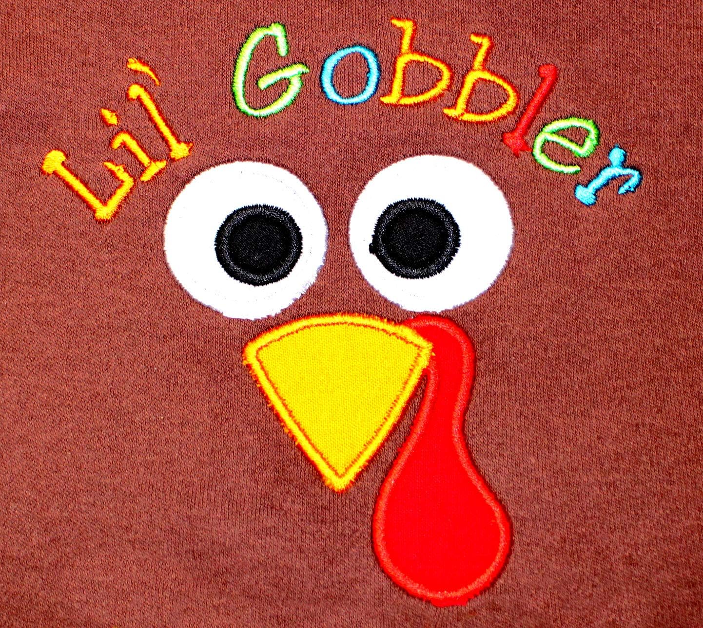 Boy Bib Turkey Face-Thanksgiving Cute Lil' Gobbler Baby Boy Bib Personalized with Custom Name