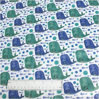 OsoCozy Waterproof PUL Fabric Print Designs, 59" Wide | Soft, Breathable, Durable Material for Cloth Diapers, Wet Bags & Sewing Projects. 1 Meter, Watercolor Whales
