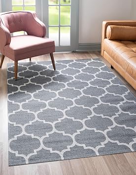 Unique Loom Decatur Collection Trellis Geometric, Modern Area Rug 2 2 x 3 0 Rectangular, Dark Gray/ Ivory