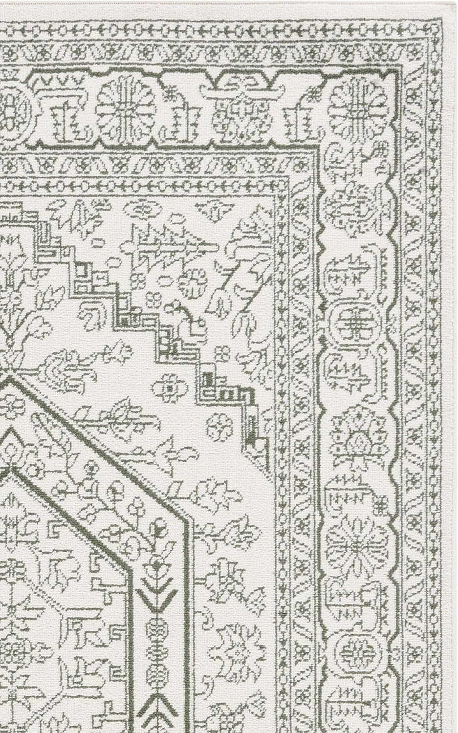 SAFAVIEH Area Rug 9x12 - Adirondack Collection - Large - Ivory & Dark Green, Oriental Medallion Design, Non-Shedding & Easy to Clean, Ideal for Living Room, Bedroom, Dining Space (ADR108X)