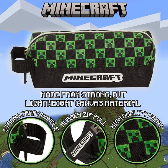 Minecraft Pencil Case Adults Kids Large Capacity Creeper Gaming Accessory Gamer Toiletries Bag