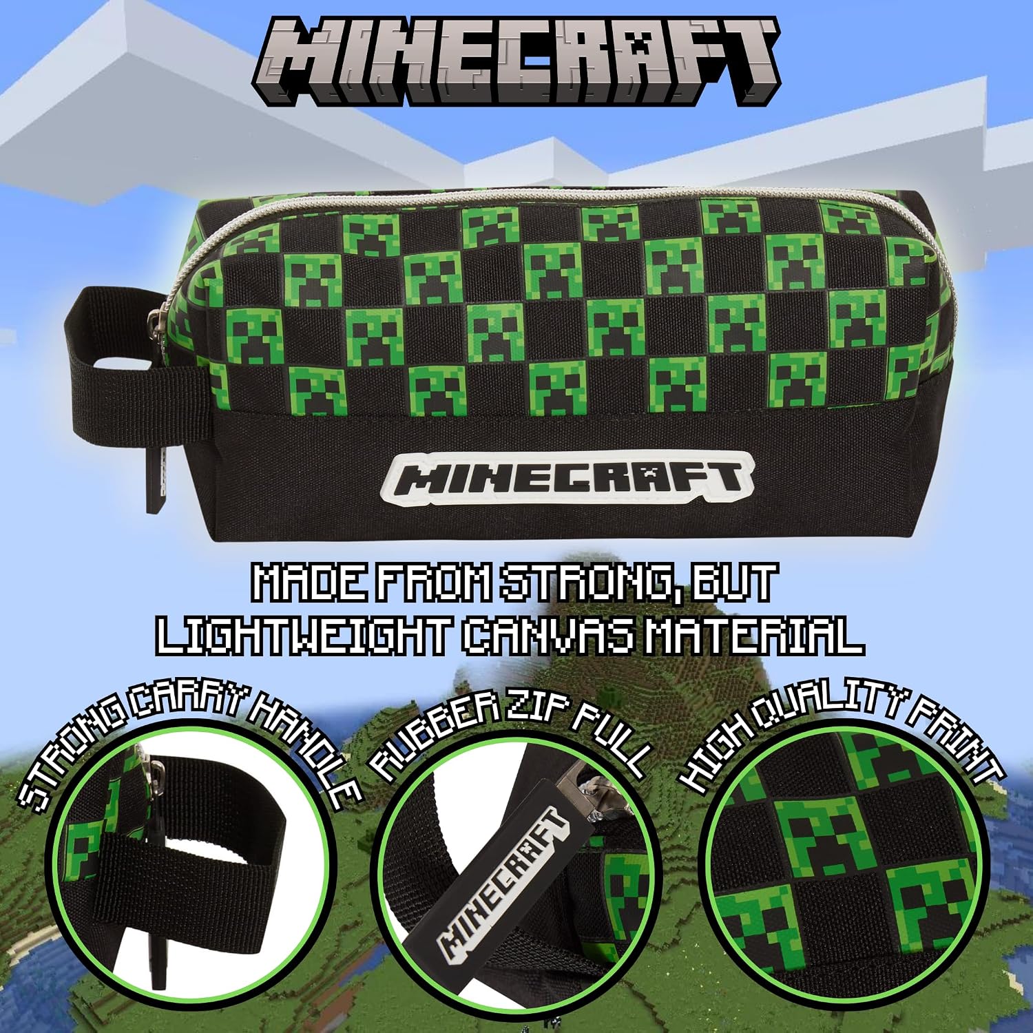 Minecraft Pencil Case Adults Kids Large Capacity Creeper Gaming Accessory Gamer Toiletries Bag - Image 3
