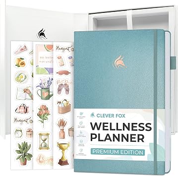 Clever Fox Wellness Planner Premium Daily Lifestyle Journal to Support Health, Nutrition & Exercise Healthy Living Journal with Meal, Exercise & Habit Trackers Lasts 3 Months Aquamarine