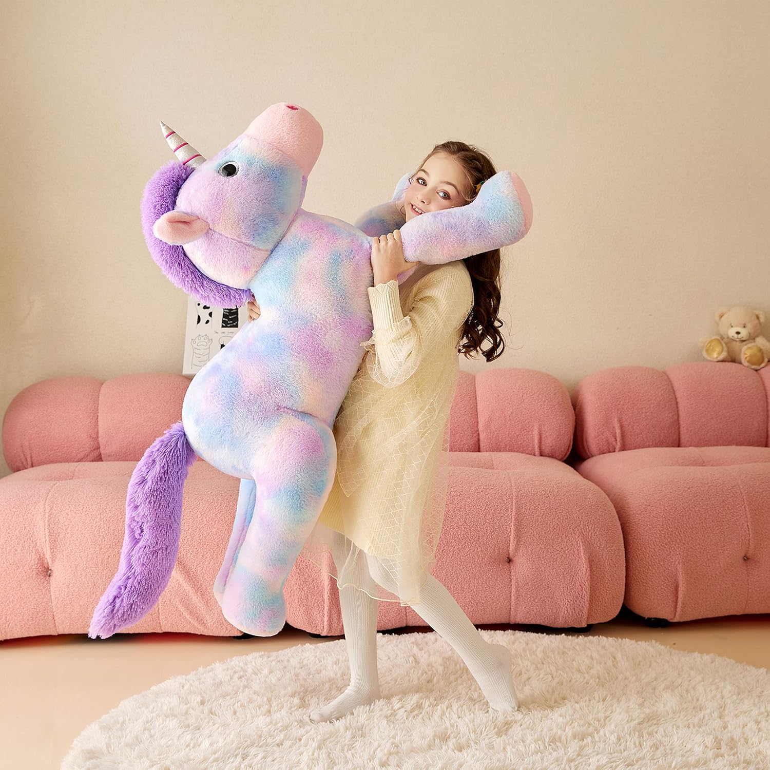 Giant Unicorn Stuffed Animal Plush Soft Toy,43" Large Jumbo Cute Big Size Huge Fluffy Fat Plushie,Birthday Gifts for Kid