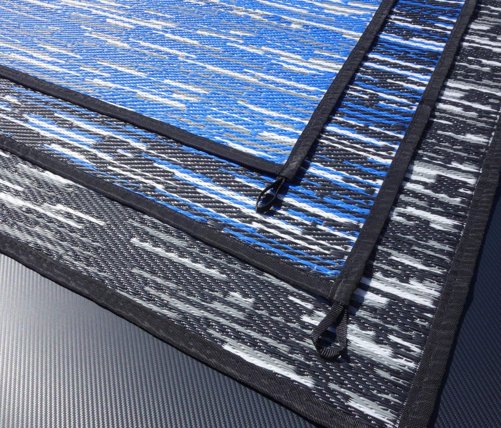 Outdoor Teppich ´´´odooro WAVETEX Platin 2,7m x 7m schwarz-blau *** VIELE GRÖSSEN + Farben ** 450 g/m² Camping Zeltteppich Vorzelt Garten Spieldecke Wohnwagen Camper