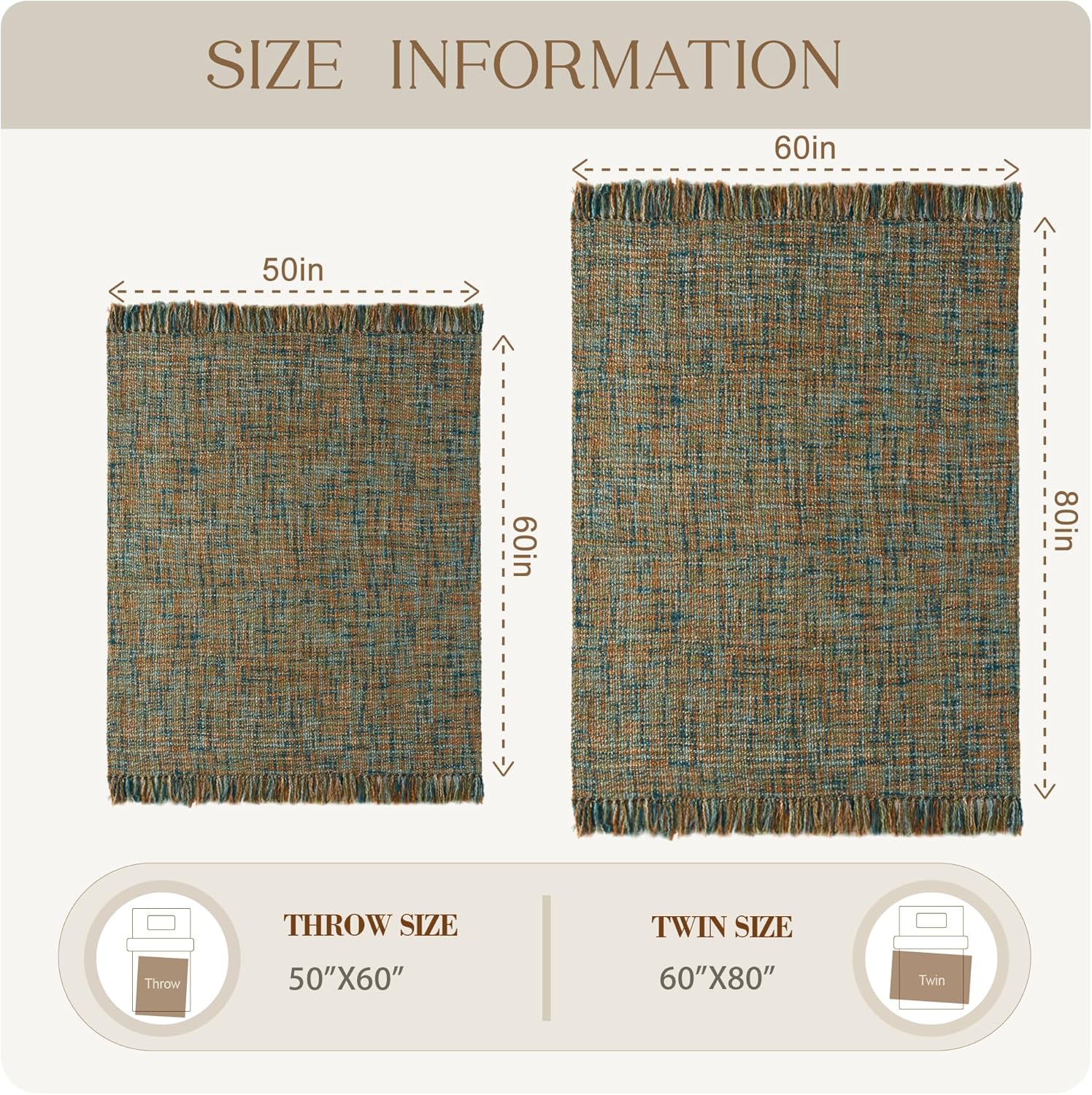 Multi-Color Gold Green Cable Knitted Throw Blanket for Couch,50"X60" Boho Style Textured Blankets for Home Decor,Super Soft Warm Cozy Chunky Knit Blanket with Decorative Tassels for Bed - Image 9