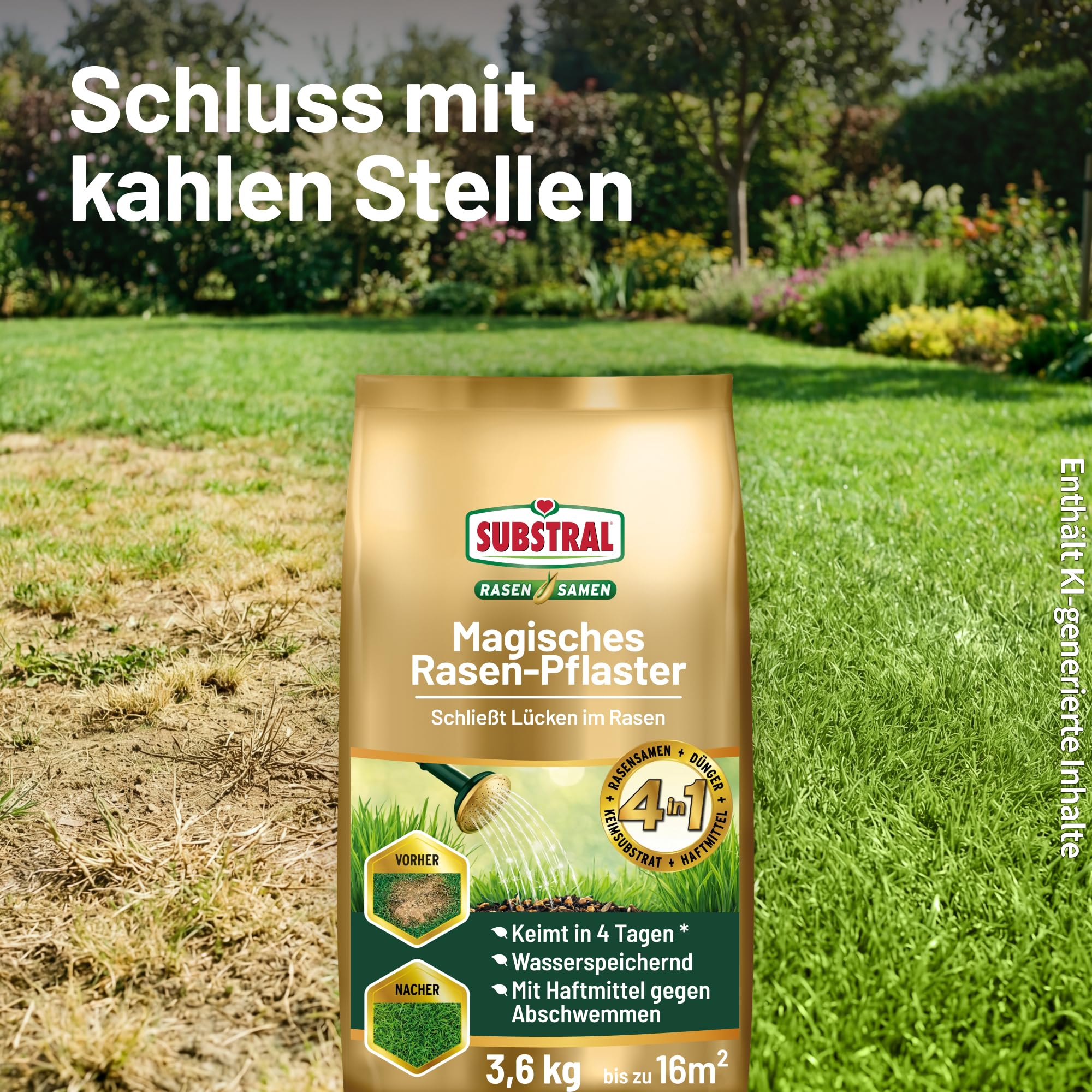 Substral Magic Lawn Patch, reparaciones de césped, semillas de césped, sustrato de primera calidad y fertilizante, 3,6 kg hasta 16 m²