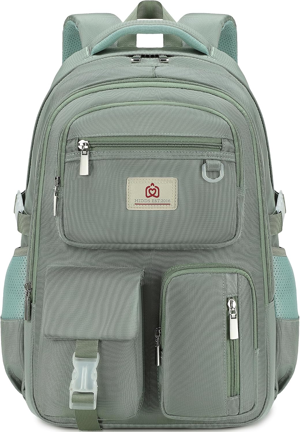 Hidds 15.6" Laptop Backpack Cool College Backpacks Durable School Bag Large Travel Back Pack Water Resistant Students Bookbag Multi Pockets Anti-theft Casual Daypack Work Bags for Women Men (Green)