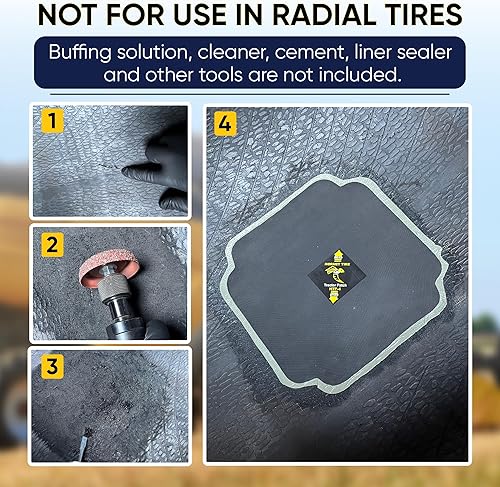 Miniatura 6 de Hornet Tire Bias Tractor Parche de reparación de neumáticos HTP4 - Parche individual (9 x 9 pulgadas, 6 capas)