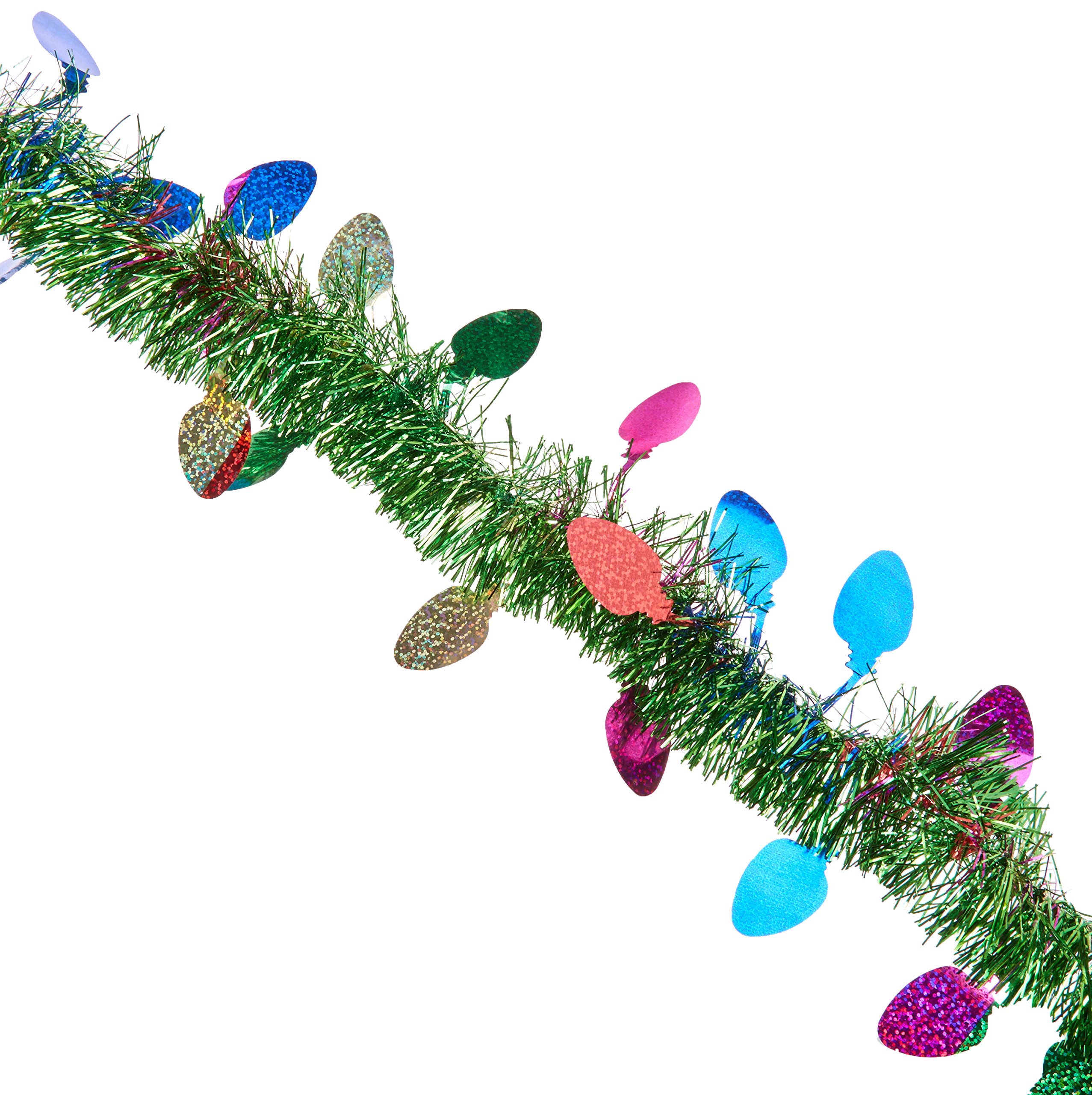 Amscan Green Christmas Tinsel with Prismatic Lights Decoration, Multi Color, 12 feet