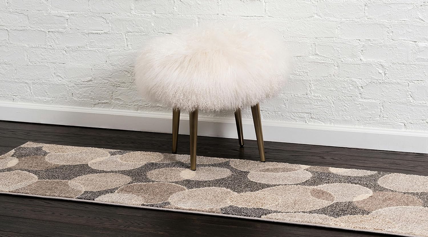 Unique Loom Chromatic Collection Modern Bokeh & Vibrant Abstract Area Rug For Any Home Décor (2' 2 x 6' 7 Runner, Gray/ Beige)