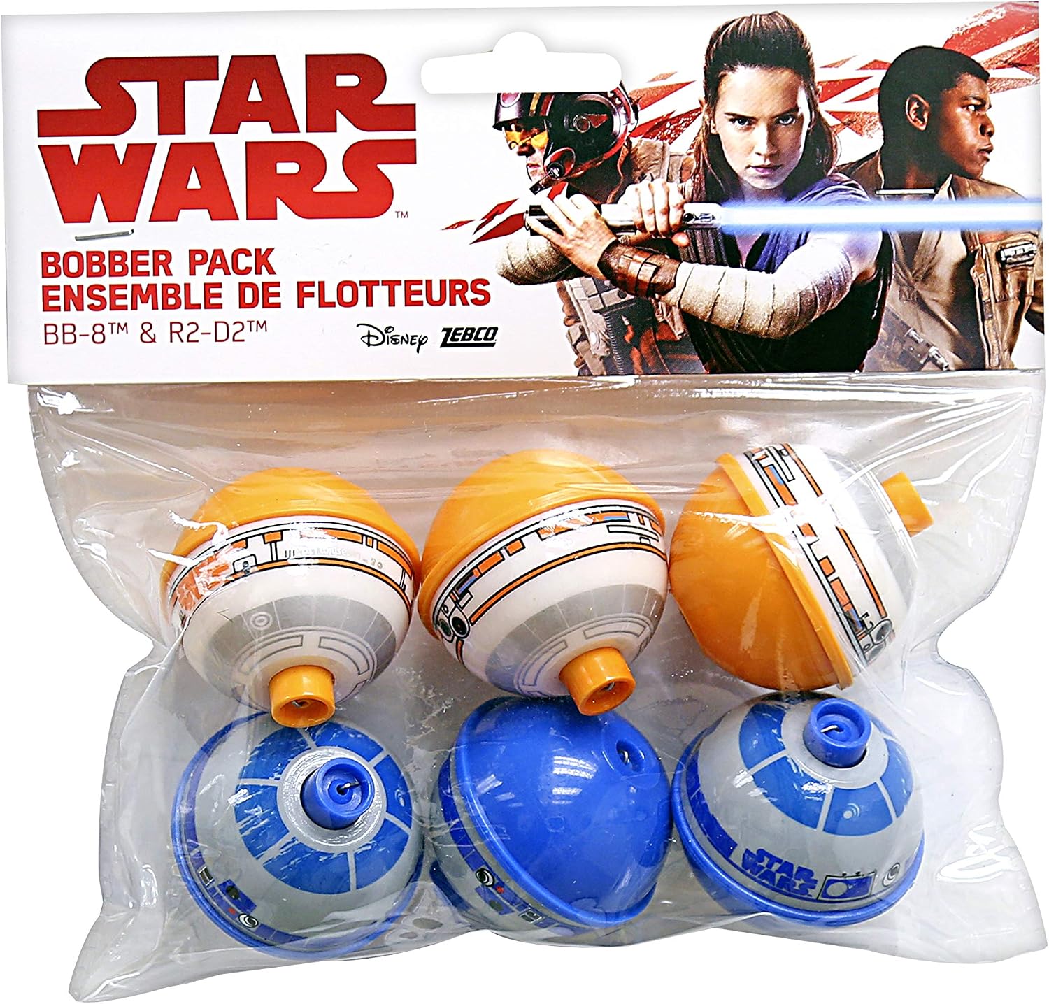 Zebco Star Wars 6-Piece Fishing Bobber Set, Includes R2-D2 and BB-8 Fishing Float Designs (3 of Each)