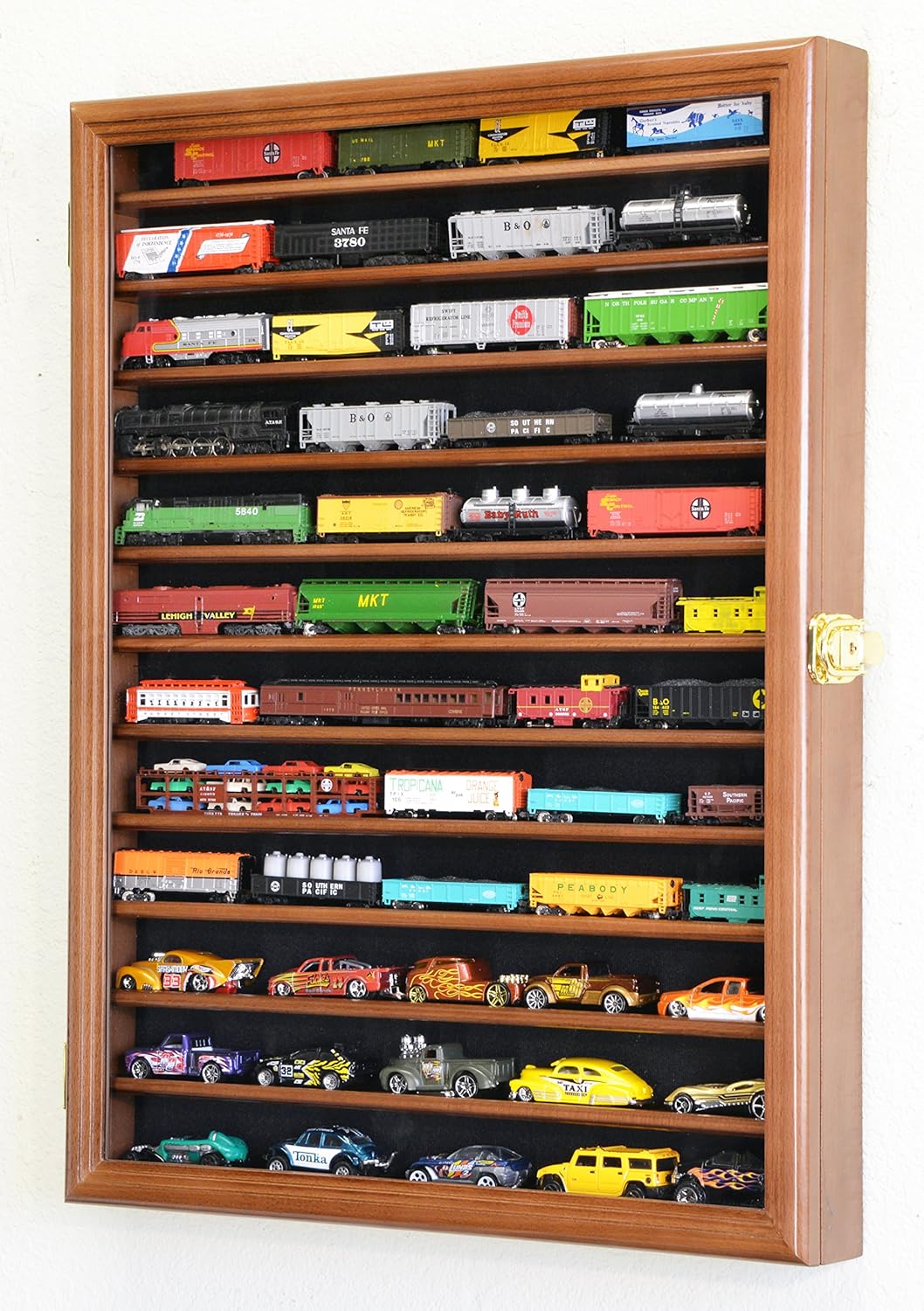 12 Shelves N Scale Train Model Trains Display Case Wall Rack w