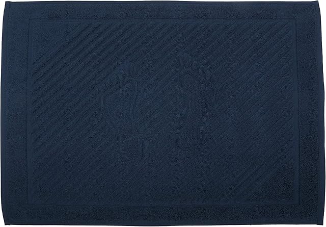 NAVY BLUE FOOTPRINT BATH MAT 50x70 CM, (NOT A BATHROOM RUG) 1 PACK 100% NATURAL COTTON WASHABLE HOTEL BATHROOM SHOWER FLOOR TOWEL 750 GSM