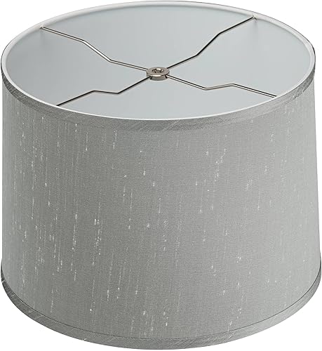 Miniatura 7 de Juego de 2 pantallas cónicas para lámpara de tambor gris platino, medianas, 13 pulgadas, parte superior x 14 pulgadas inferior x 10 pulgadas de alto