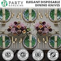 Vista 41 de Party Bargains Disposable Plastic Black Gold Cutlery Set, Infinity Modern Design Utensils, 40 Pack: 16 Forks, 8 Knives, 16 Spoons
