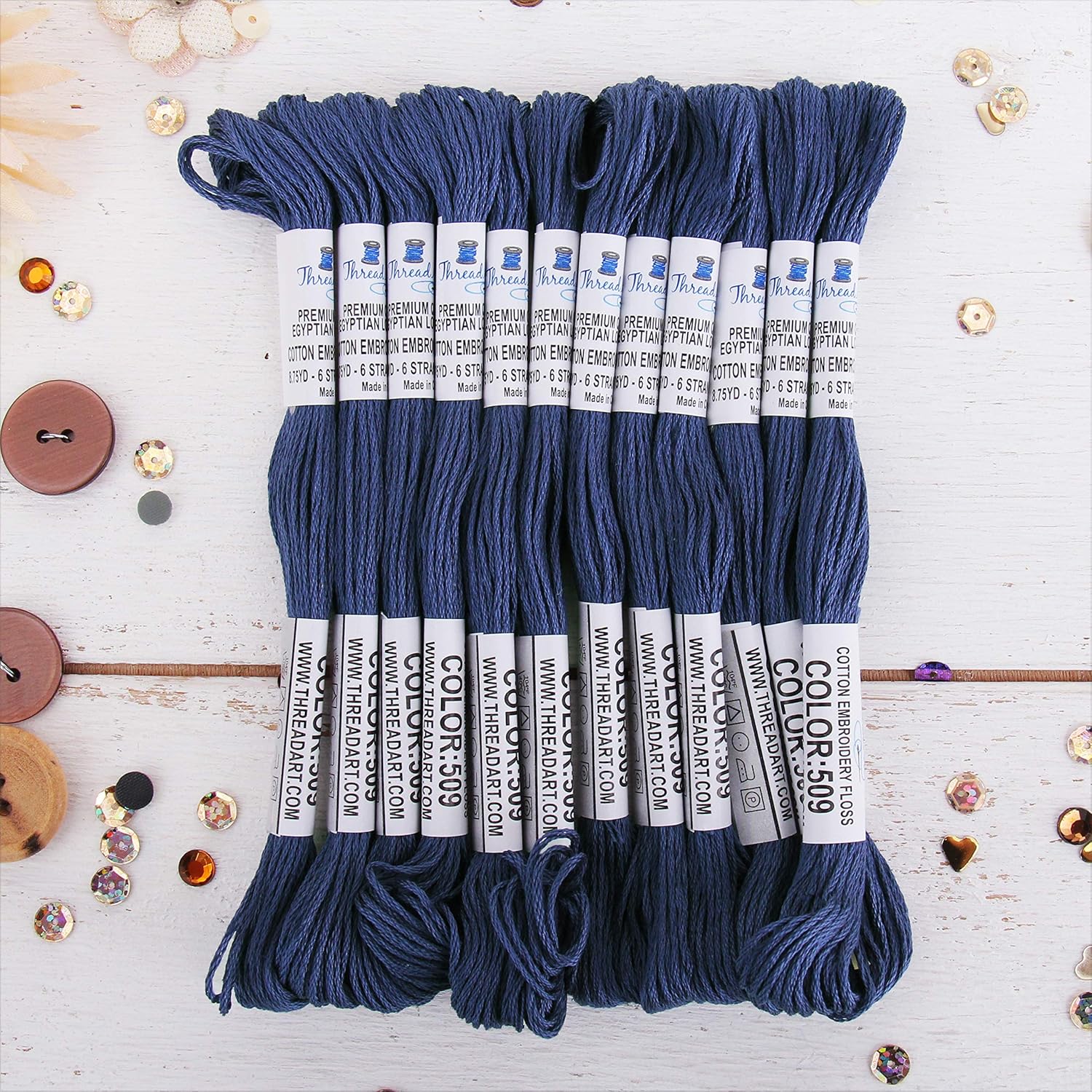 Amazon.com: 12 Skeins ThreadArt Premium Egyptian Long Fiber Cotton ...