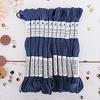 Vista 23 de 12 madejas ThreadArt Premium de hilo de bordar de algodón egipcio de fibra larga Gris antiguo 6 hilos divisibles de 8.75 yardas cada uno