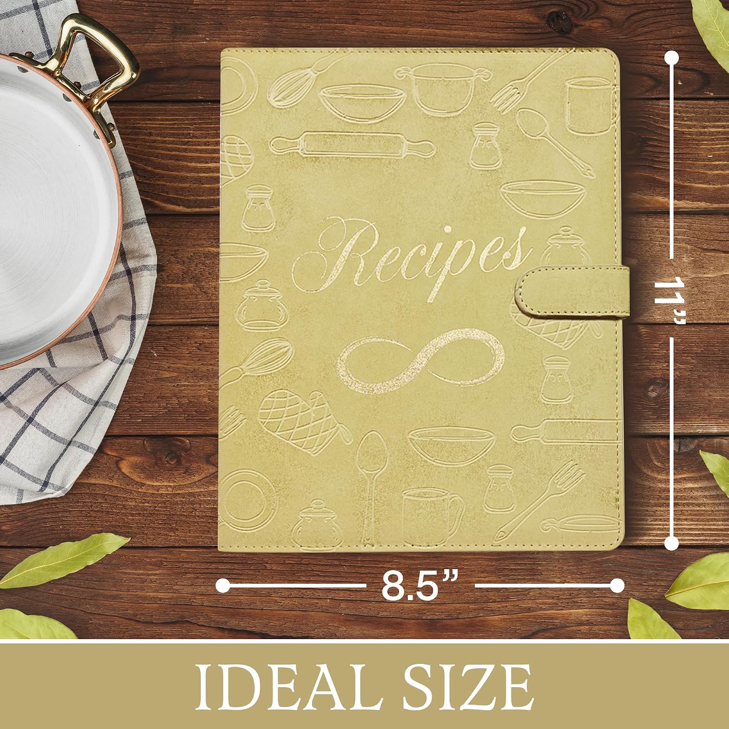 Recipe Book to Write in Your Own Recipes , with a Gold pen Included , Made of Soft Suede Pecu Leather , Recipe Journal Can Hold Up to 240 recipes , Blank Recipe Books to Write in , Family Recipe Book