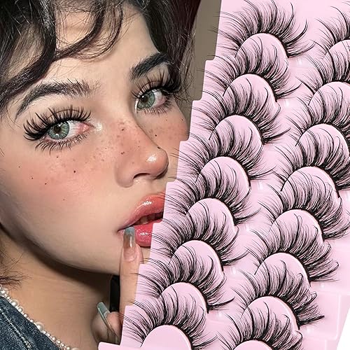 Miniatura 2 de Pestañas Postizas Esponjosas de Visón Sintético Pestañas Wispy de Hada Ojo de Gato Pestañas Puntiagudas en Tira Extensión Volumen Natural Pestañas