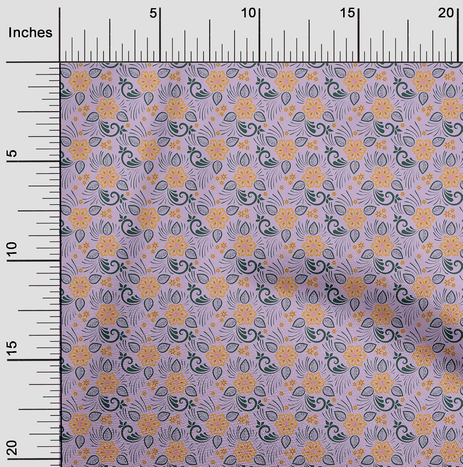 oneOone Cotton Flex Dark Teal Blue Fabric Leaves & Floral Artistic Craft Projects Decor Fabric Printed By The Yard 40 Inch Wide