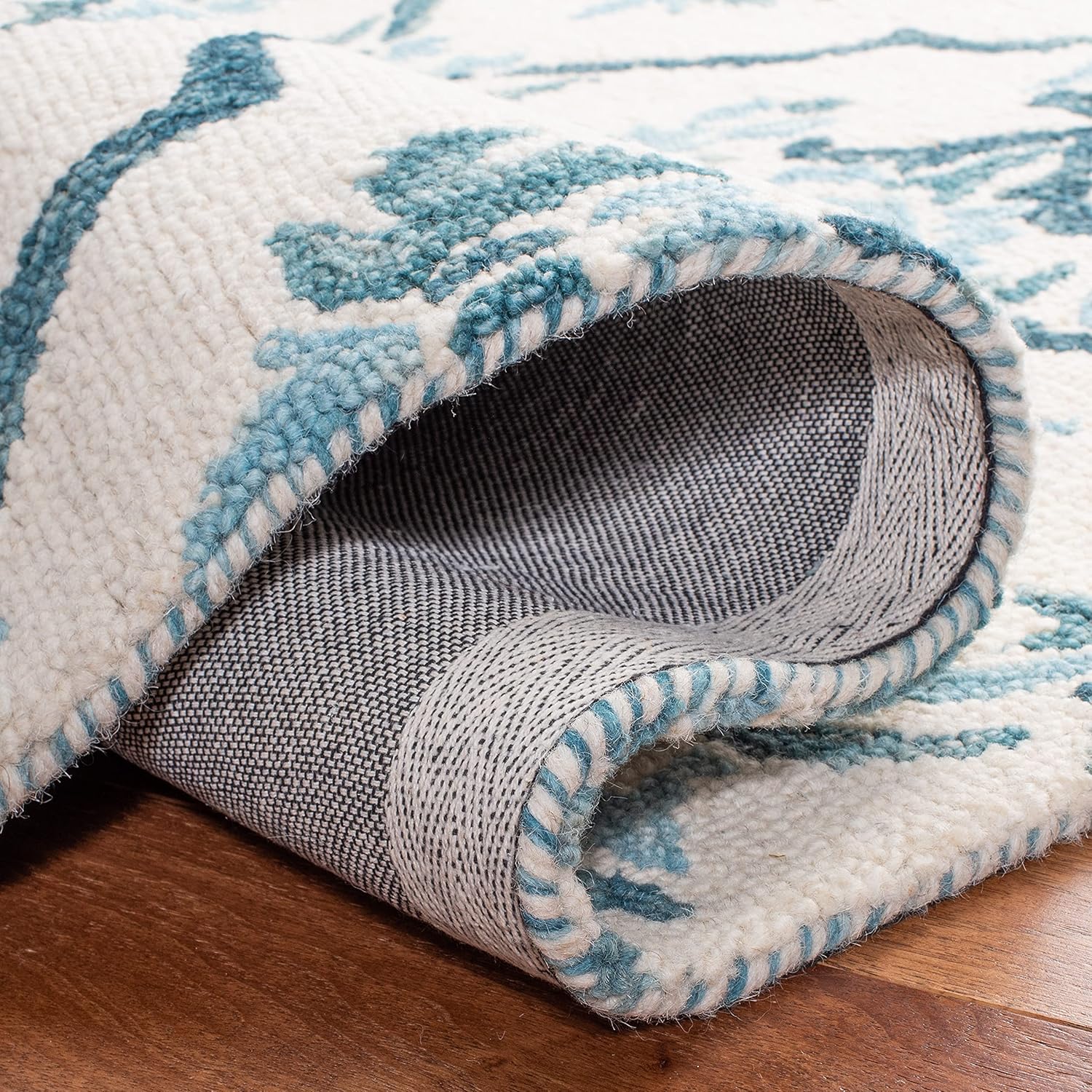 SAFAVIEH Suzani Collection 2'3" x 8' Ivory / Turquoise SZN205A Hand-Hooked Boho Premium Tassel Wool Runner Rug