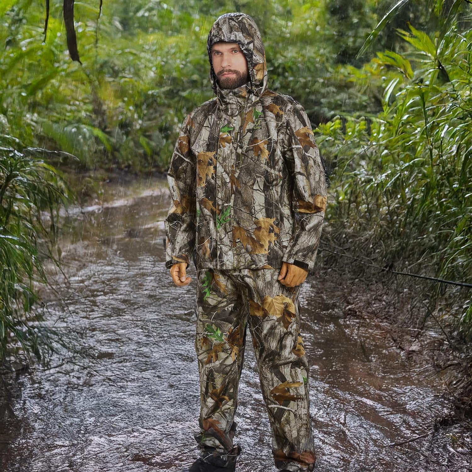 Hunting Rain Suit Jacket and Pants Lightweight Raincoat Waterproof Rainwear For Men - Image 8