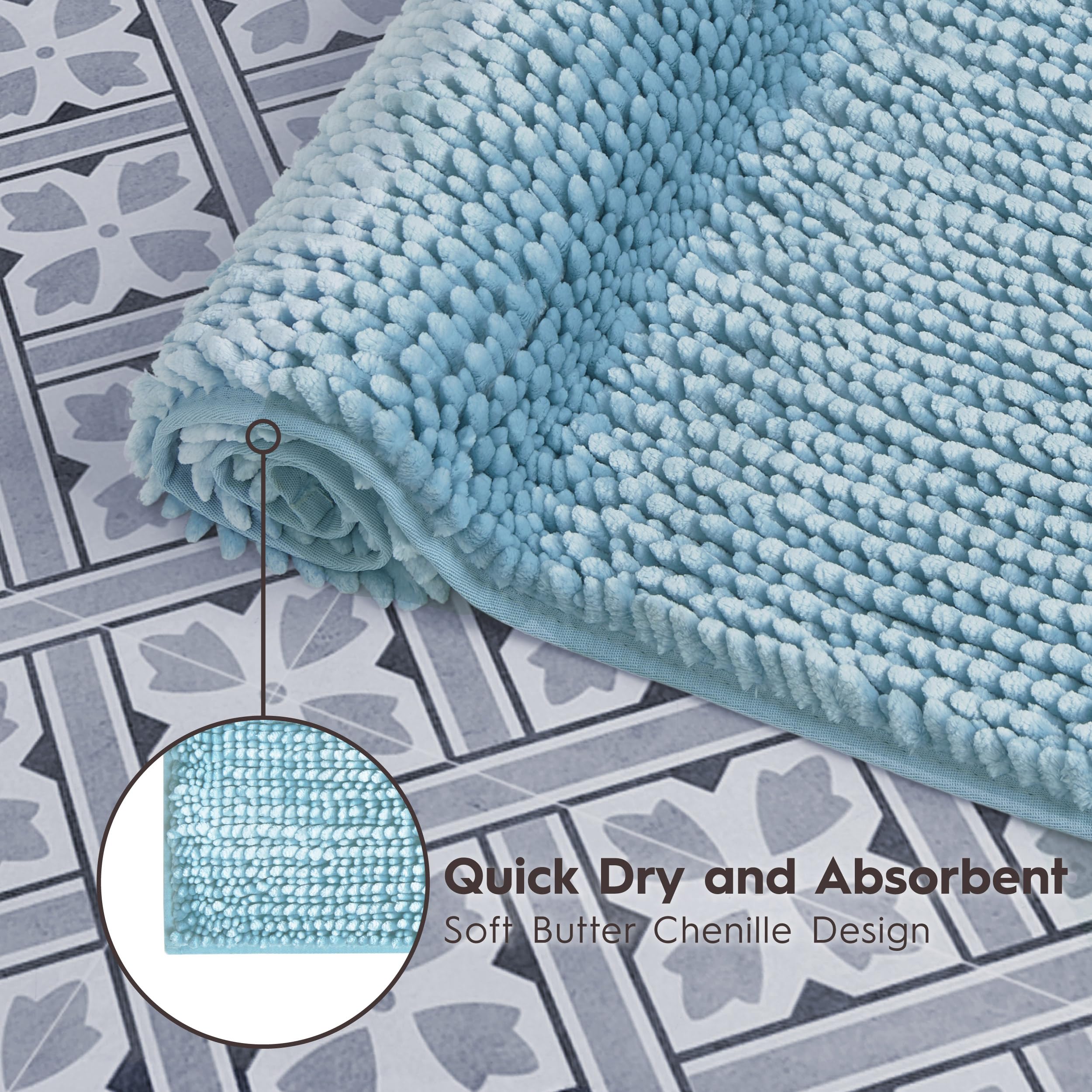 Laura Ashley Butter Rug | Tappetino da bagno in morbida ciniglia, decorazione per il bagno, assorbente e lavabile in lavatrice, 43,2 x 61 cm e 50,8 x 86,4 cm, verde acqua