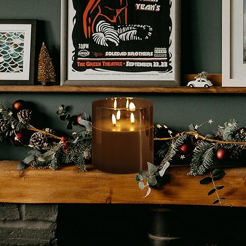 Miniatura 105 de NICEME Velas parpadeantes sin llama con temporizador de control remoto, velas LED de acrílico irrompibles a pilas con llama parpadeante mecha 3D