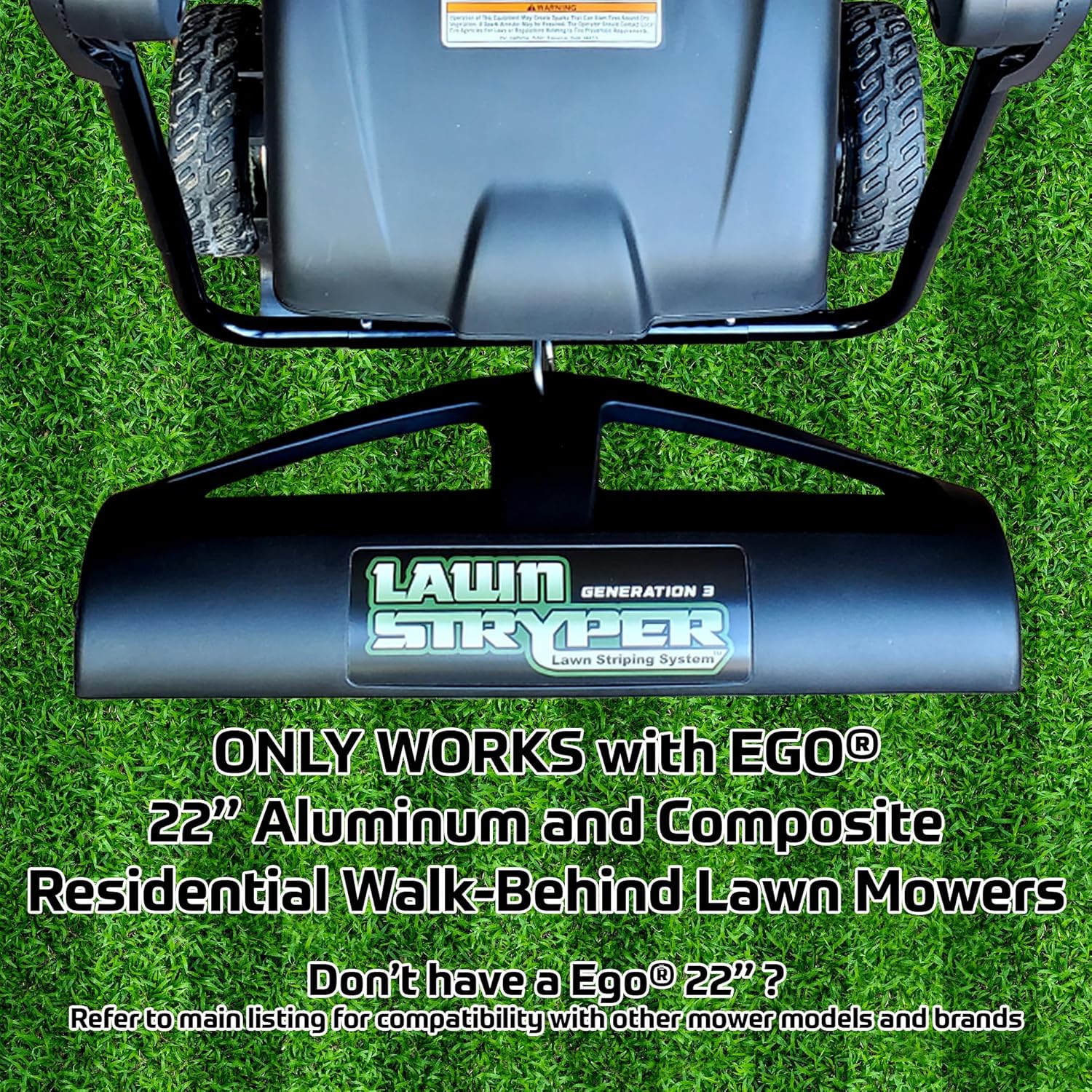 Generation 3 Lawn Striping System/Stripe Your Lawn Like A Ballpark/ONLY Works with EGO Battery Powered 22" Aluminum and Composite Residential Walk-Behind Lawn Mowers (Does NOT Work with EGO 21")