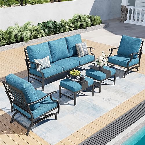 SUNSHINE VALLEY 7 Piece Metal Outdoor Patio Furniture Sets, Patio