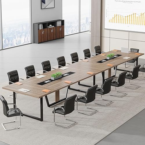 Miniatura 19 de Tribesigns Mesa de Conferencias de 8 Pies, 94.49 L x 47.24 A x 29.53 Al Pulgadas Mesa Grande de Reuniones y Podcast para 10 Personas, Mesa de Arce