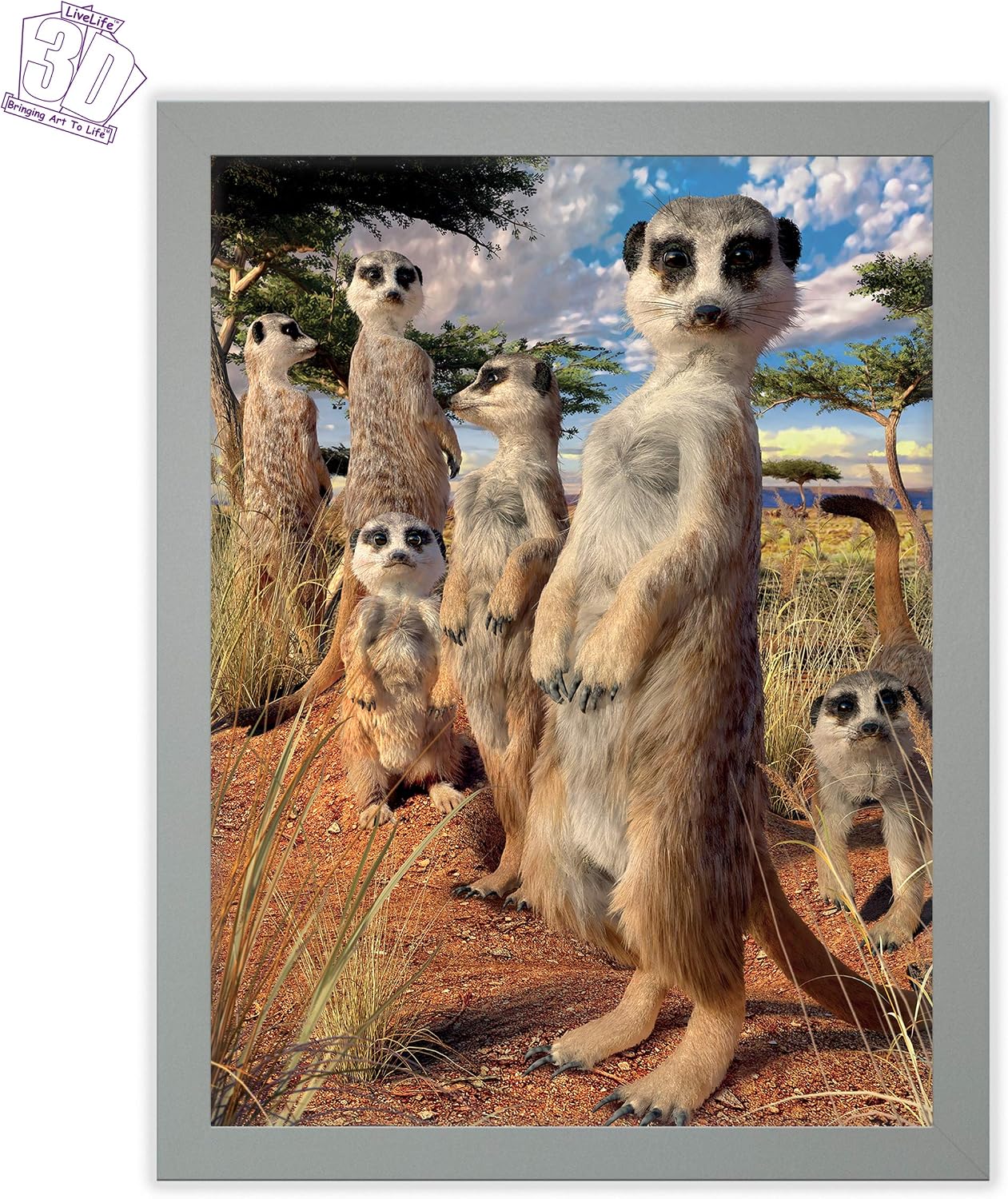 3D LiveLife Lenticular Wall Art Prints - Meerkat Gaze from Deluxebase. Unframed 3D Safari Poster. A perfect wall filler. Original artwork licensed from renowned artist, David Penfound - Image 4