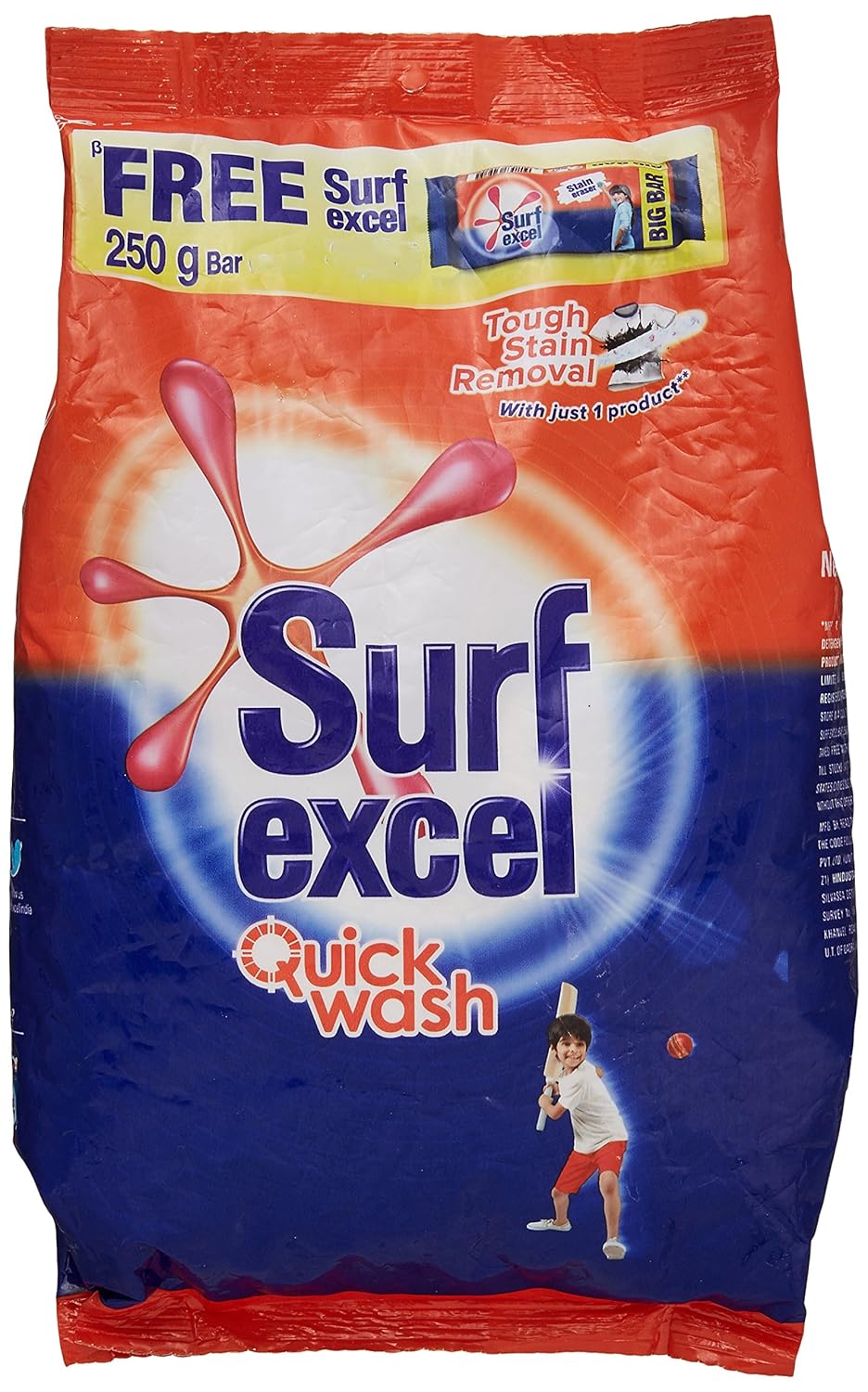 Surf Excel Quick Wash Detergent Powderp 1 kg with Free Surf Excel Bar