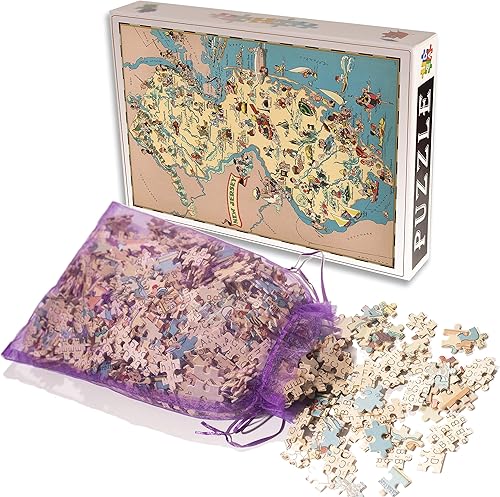 Miniatura 2 de Rompecabezas de madera de Nueva Jersey para adultos, diseño de mapa estatal, 500 piezas