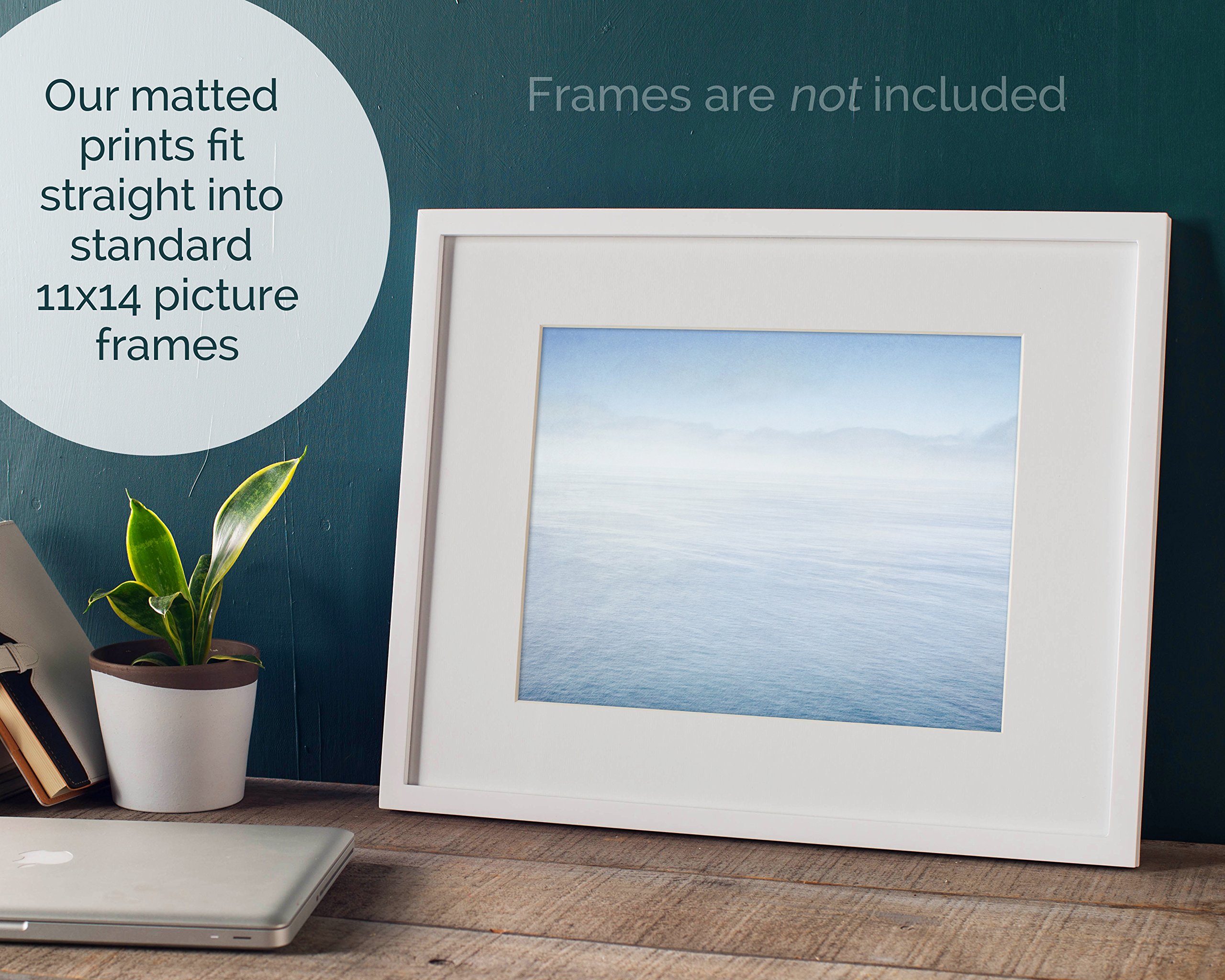 Abstract Blue Ocean Art, Calming Azure Seascape, Coastal Wall Decor, Beach House Picture, 8x10 Matted Photographic Print (fits 11x14 frame), ‘Soothing Blue Sea’