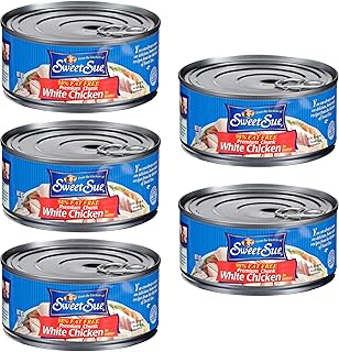 Sweet Sue Chunk White Chicken in Water, 10 oz Can - 11g Protein per Serving, 98% Fat Free - Gluten Free, Keto Friendly - Great for Snack, Lunch or Dinner Recipes (Pack of 5)