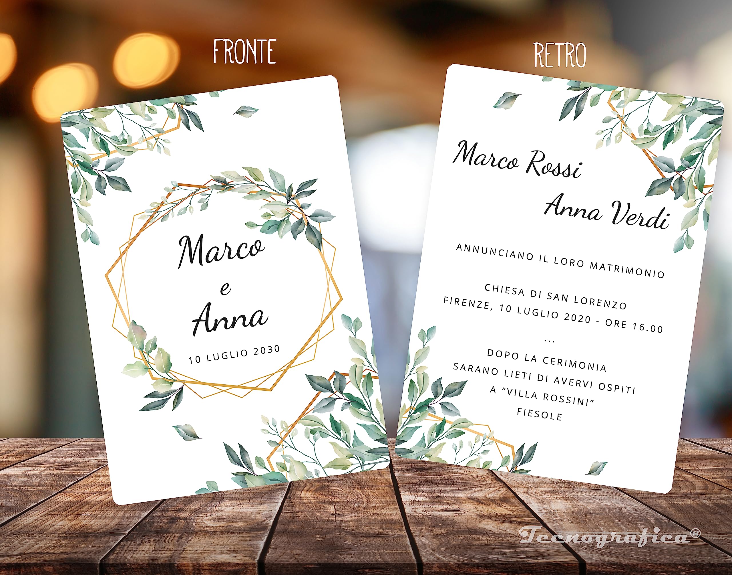 Tecnografica 001 - Partecipazioni di Matrimonio Personalizzate - Inviti di Nozze (S - 30 Pezzi)