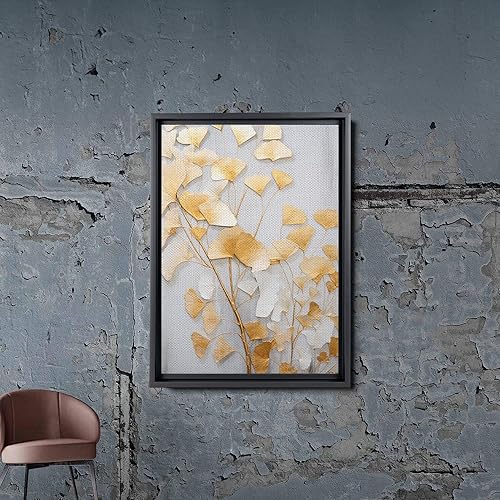 Miniatura 2 de Original Ginkgo biloba Print On Canvas, Modern Textured Gold Wall Art, Abstract Gold Leaves Print, Living room Wall Decor, Home Decor, Print