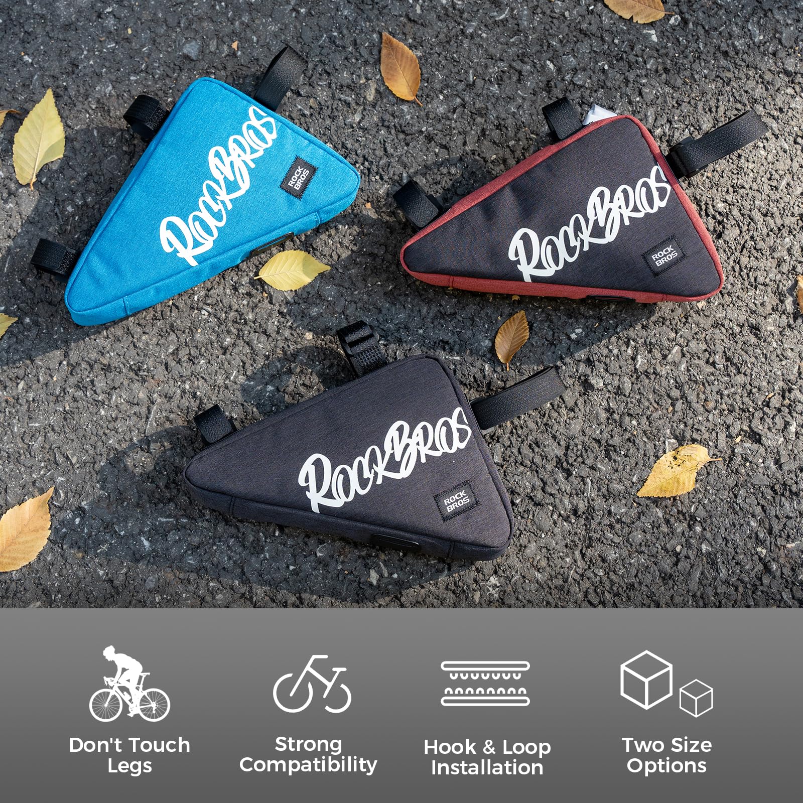 ROCKBROS Torba na Ramę Rowerowa do Rowerów Szosowych MTB E-bike Worek Trójkątny na Narzędzia Rowerowe 0.8L Niebieski