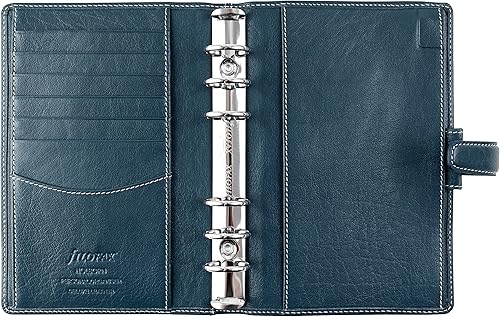 Miniatura 3 de Filofax Holborn - Organizador de tamaño personal, color azul, cuero de búfalo de grano completo, seis anillos, con calendario semanal de algodón,
