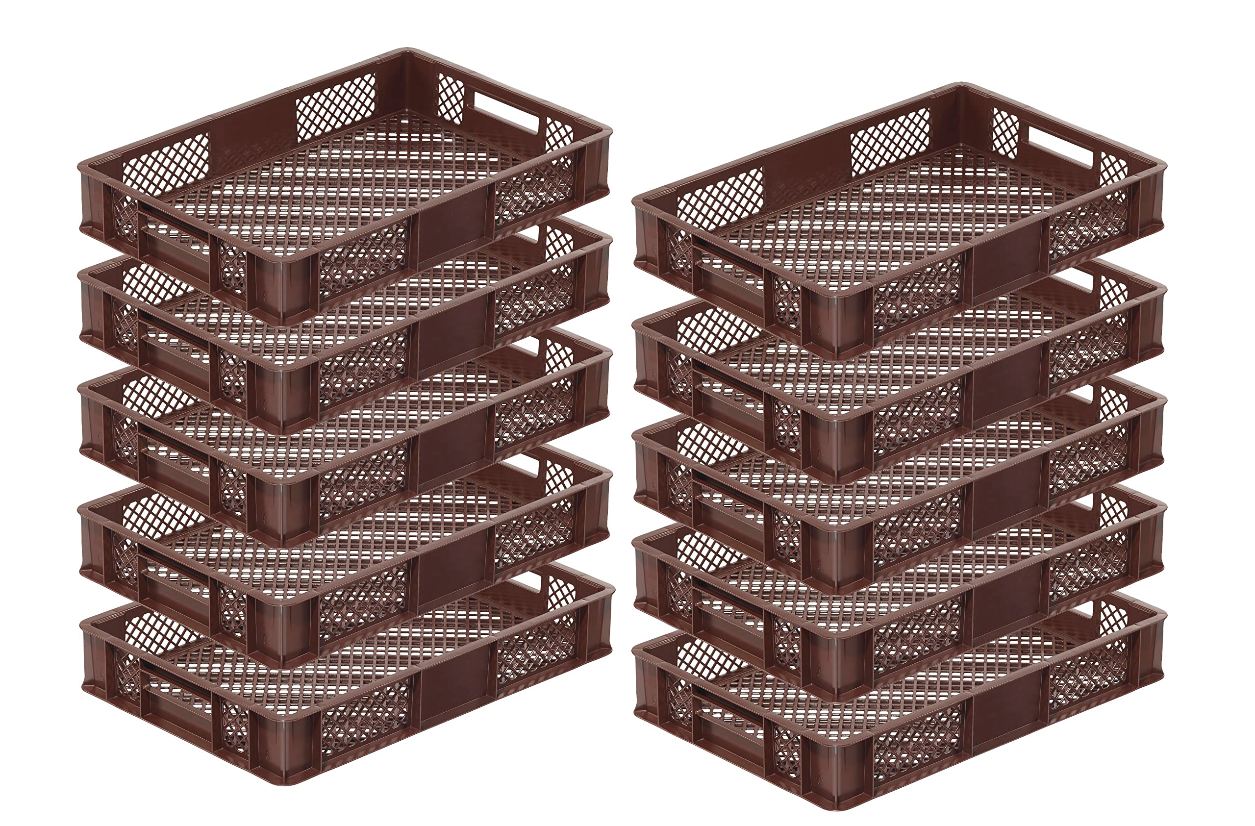 DIE BOX FABRIK Bäckerkiste 600x400x100 mm, Eurobehälter, Stapelkiste, Brotkiste, Stapelbox, Stapelbehälter, offene Aufbewahrungskisten für Transport, Trocknung und Lagerung, Euroboxen