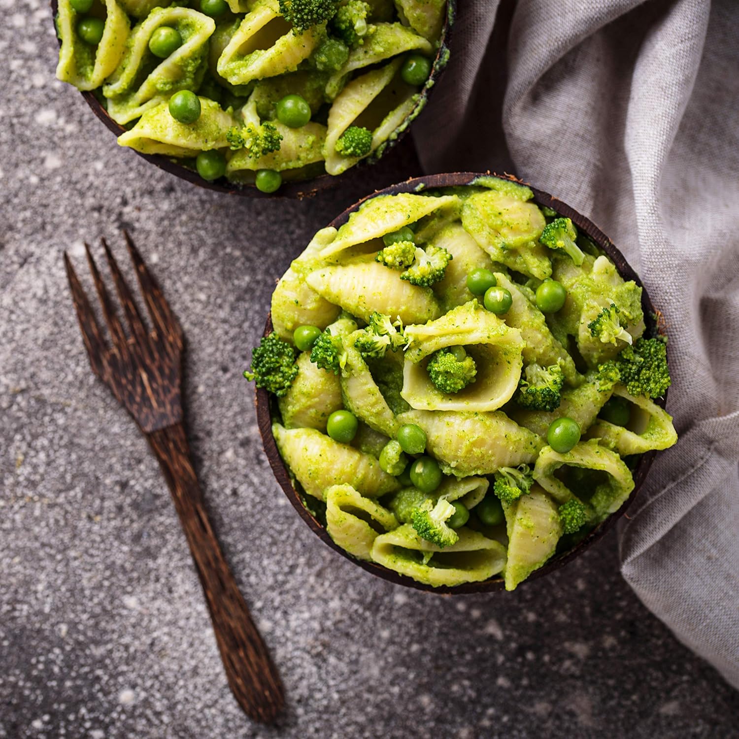 Rainforest Bowls Eco-Kitchen Set Service for 4- Includes 4 Jumbo & 4 Small Original Coconut Bowls, 4 Spoons & Forks & 8 Bamboo Straws- 100% Natural, Handcarved by Artisans, Eco-Friendly & Sustainable