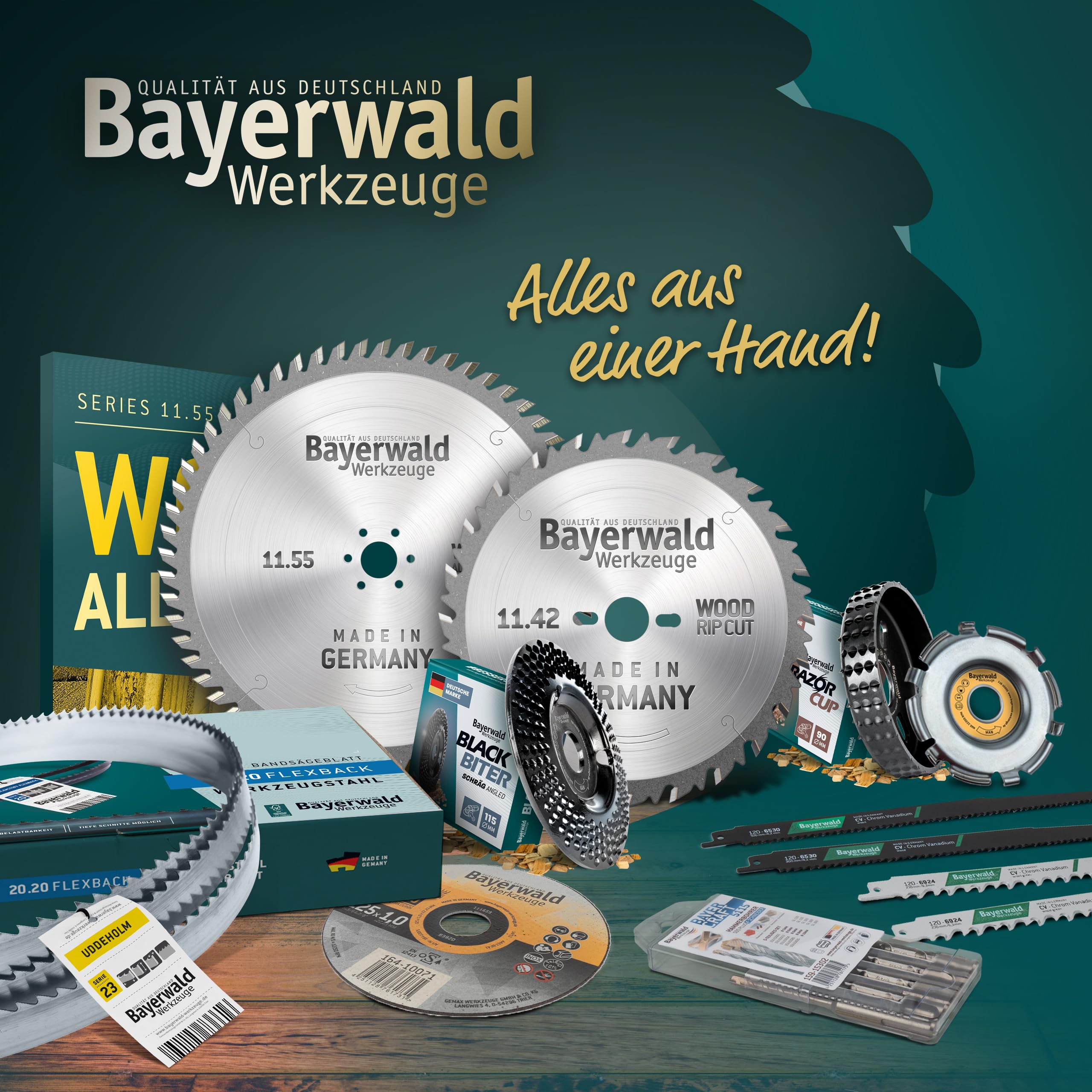 Bayerwald brzeszczot taśmowy ze stali narzędziowej – 2225 x 16 x 0,36 x 6 / drewno, metale nieżelazne, tworzywo sztuczne, cienka blacha/taśma do piły pasuje do Metabo. Elektra Beckum i wielu innych.