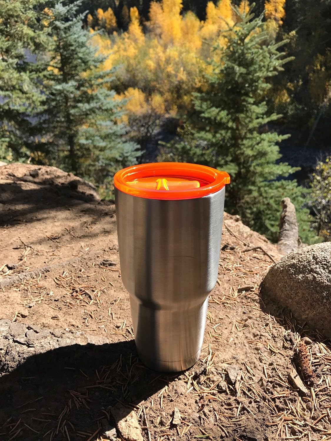 ORANGE - 30 oz. Splash & Spill Resistant Sliding Closure Straw Friendly Replacement Lid - Compatible with Yeti Rambler, RTIC Tumbler, Ozark Trail and others
