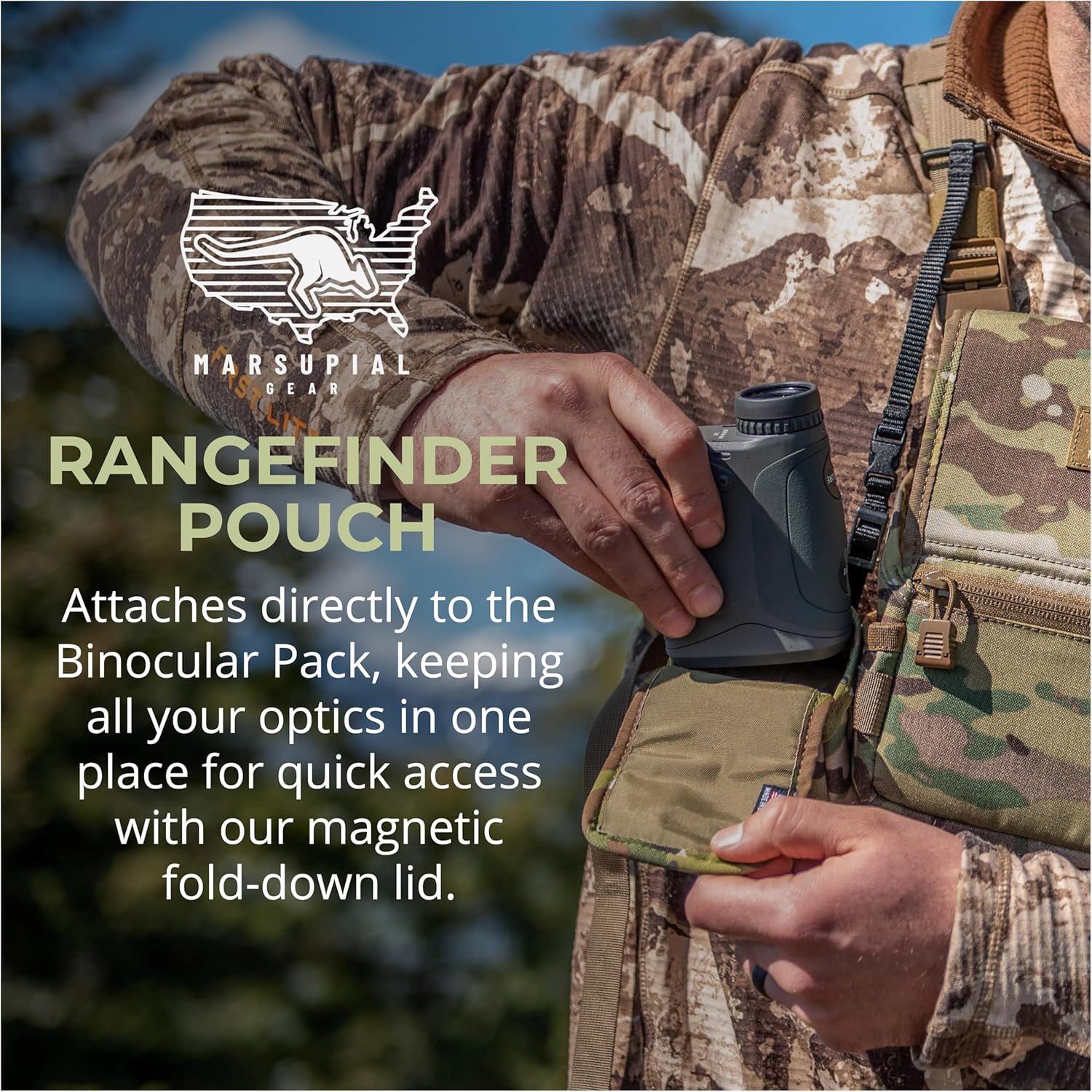 Marsupial Gear Rangefinder Pouch - Magnetic Optics Case Attachment for Quick Access to Hunting Range Finders with Fleece Lining to Protect Your Gear - Image 2