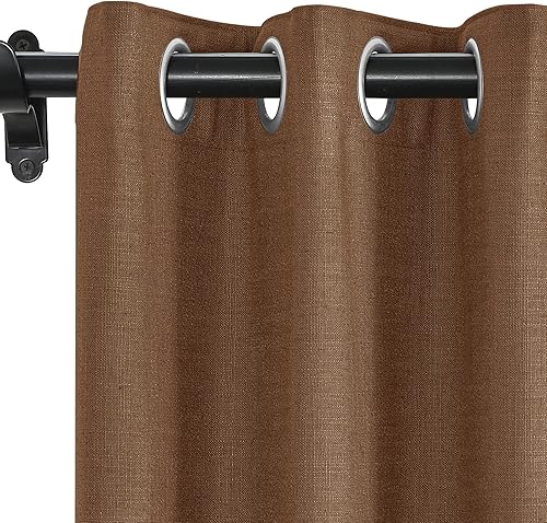 Miniatura 10 de Fcosie Cortinas 100% opacas de 84 pulgadas de largo, cortinas texturizadas de lino con aislamiento térmico, panel de cortina con ojales en la parte