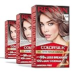 Revlon ColorSilk with Bond Repair Complex, Blonde Permanent Hair Color, 100% Gray Coverage, Ammonia Free Hair Dye, Vegan Keratin, 72B Mushroom Blonde (Pack of 3)